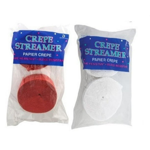 MADE IN USA! 2 Rolls Each Color BLACK and WHITE Crepe Paper Streamers